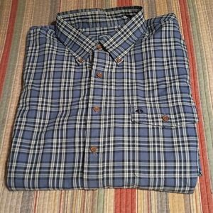 Brooks Brothers Navy and White Plaid Dress Shirt